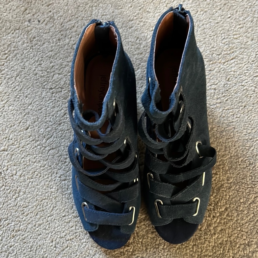 Jeffrey Campbell blue peep toe booties 7.5